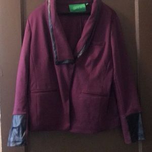 Purple blazer with faux leather